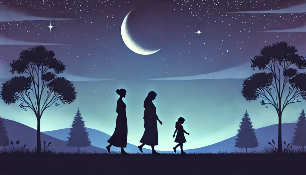 A family of women under the moon